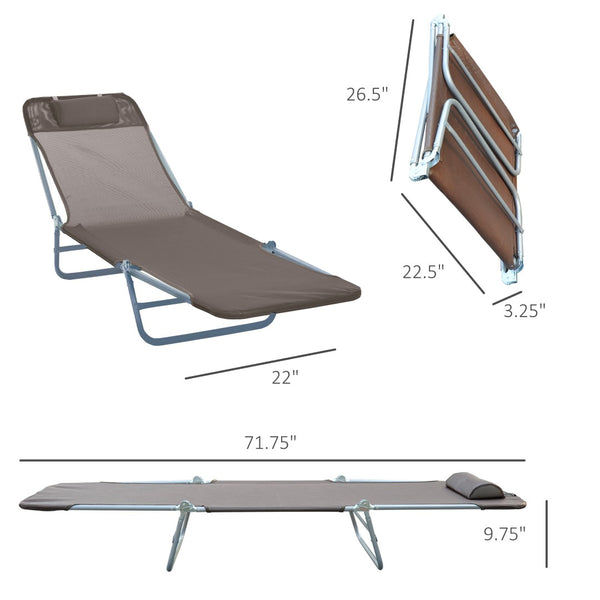 English Elm Outsunny Folding Chaise Lounge Chair - Adjustable 5-Position, Breathable Mesh, Portable Poolside Comfort W2225P174375-GIGA