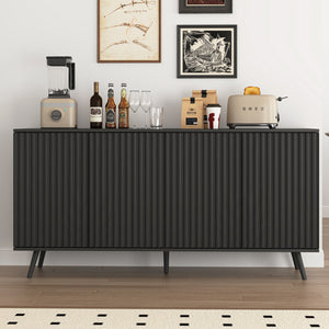 English Elm Sideboard Walnut Credenza with Hexagonal Doors and Adjustable Shelves for Dining Areas W409P327405