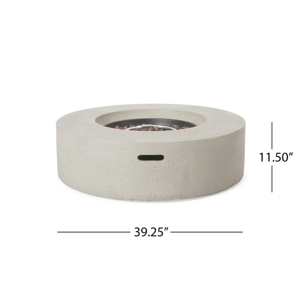 English Elm Christopher Knight Home® - Outdoor Lightweight Concrete Circular Fire Pit - Modern Design, 50000 Btu, Easy Setup, Light Grey 59240.00WHI-50K_59243.00WHI