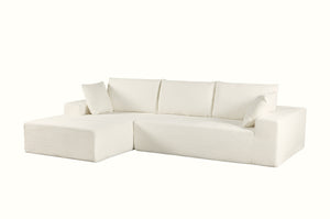 English Elm Cozyform Convertible Sectional Sofa In Ivory Corduroy - Plush, Space-Saving Sleeper For Modern Living B2735P359715