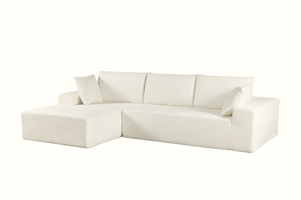 English Elm Cozyform Convertible Sectional Sofa In Ivory Corduroy - Plush, Space-Saving Sleeper For Modern Living B2735P359715