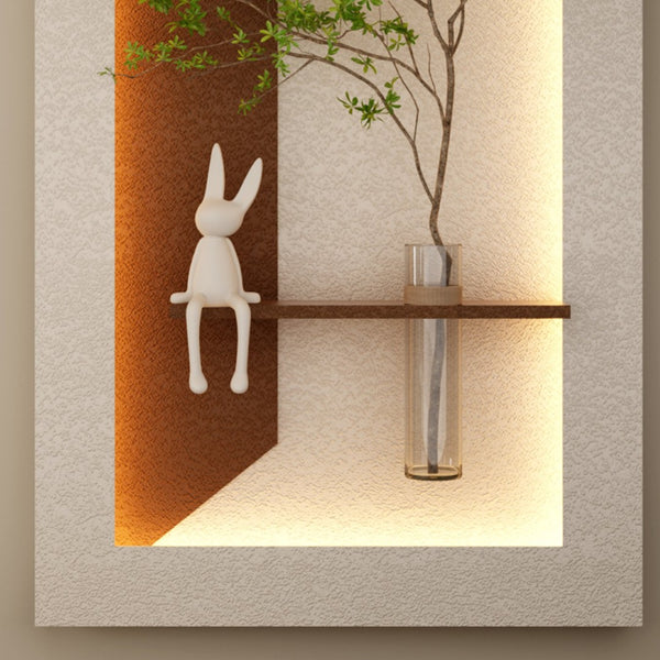 English Elm Adjustable Led Sandstone 3d Wall Art with Faux Botanicals and Rabbit Figurine Accent W2700P389346