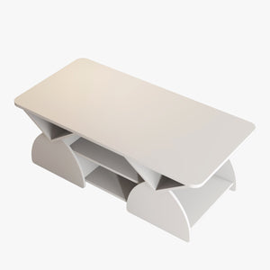 English Elm Engineered rounded corner rectangular coffee table with 6 cubbies, spacious tabletop, durable melamine finish White W2899P372759