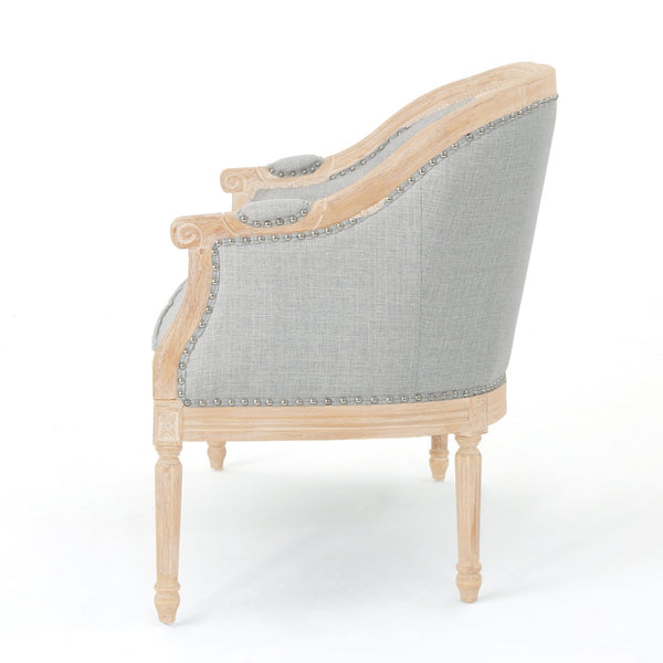 English Elm Chair Chesterfield Loveseat with Tufted Diamond Upholstery Nailhead Trim Birch Frame 60925.00LGRY