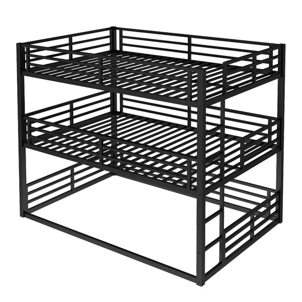 English Elm Queen Metal Triple Bunk Bed - Space-Saving, Heavy-Duty Design With Safety Guardrails For Comfort W1580S00145-GIGA