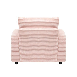English Elm 39-inch Corduroy Accent Chair with Ottoman and Cup Holder for Bedroom or Office Pink W1658P202907