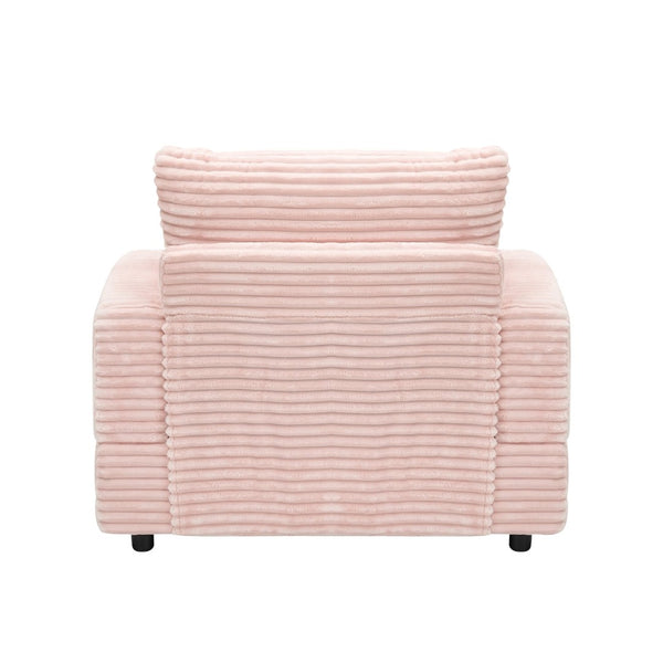 English Elm 39-inch Corduroy Accent Chair with Ottoman and Cup Holder for Bedroom or Office Pink W1658P202907