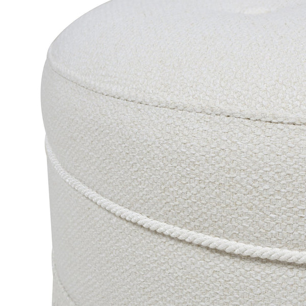 English Elm Jennifer Taylor Home - Yolanda 24" Round Upholstered Accent Ottoman - Timeless Alabaster Tweed With Vintage Charm & Comfort B2719P238167