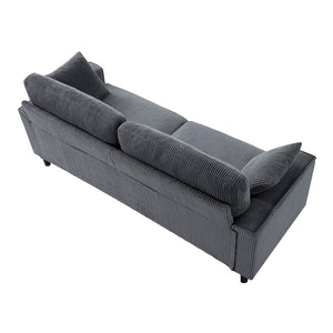 English Elm 81.8"corduroy Ribbed Upholstered 2-seater Sofa with Iron Wood Frame for Living Room Gray W5515P488194