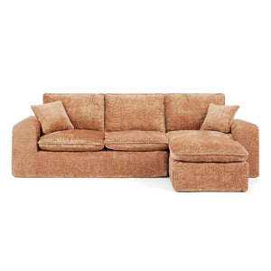 English Elm 107'' Boucle L-shaped Sectional with Reversible Chaise Deep Foam Seat Living Room Orange W1413S00171