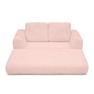 English Elm 2-in-1 Corduroy Futon Loveseat Sleeper Modular Floor Couch for Studio Living Rooms Pink W1117P415717