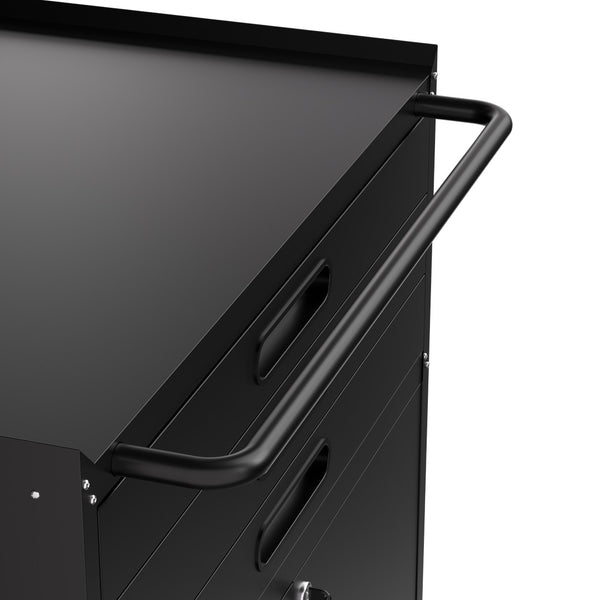 English Elm 34.3" Rolling Steel Tool Cabinet with 3 Drawers Lockable Doors and Pegboard Side Panels T2398P442672