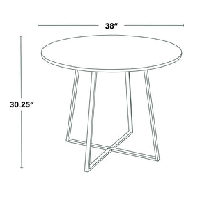 English Elm Dining Table Round Natural Wood Top with Metal Base Modern Style Seats Four Black B202S02200