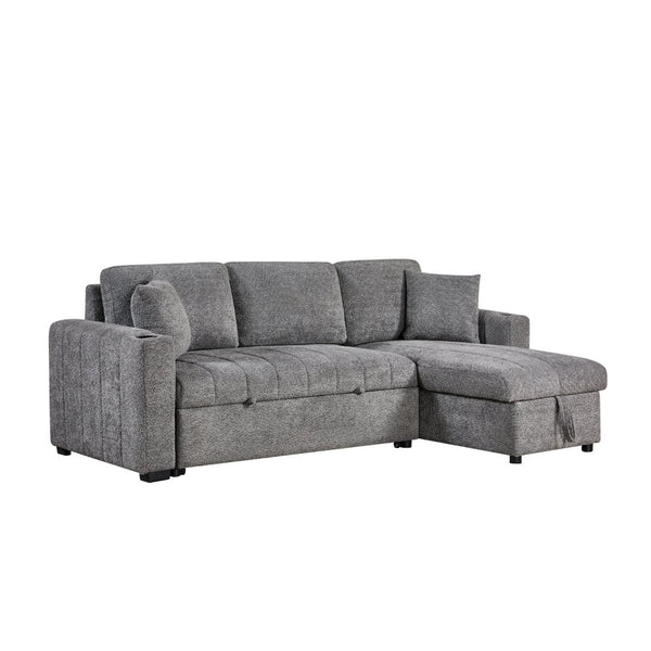English Elm Seraphina Boucle Sleeper Sectional with Storage Chaise and Built-in Usb Charging B061S00964