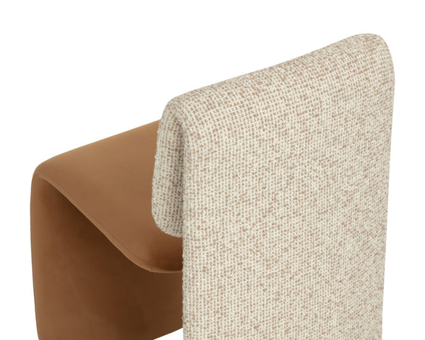 Sunpan DUNNINGTON Dining Chair - Modern Elegance with Textured Upholstery and Sleek Metal Support Design Brown 112873