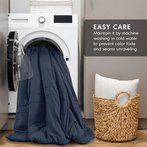 English Elm 3-piece Cal King Pintuck Pleated Microfiber Comforter Set Soft Washed Tailored Bedding Navy B035P463227