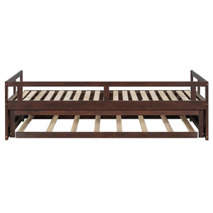 English Elm Extending Twin Daybed with Pull Out Trundle Solid Pine Wood Frame Guest Room N708P336535P