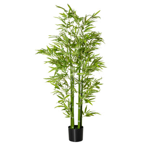 English Elm HOMCOM 5FT Artificial Bamboo Tree in Nursery Pot with 924 Realistic Leaves, Low-Maintenance Green Décor W2225P217276