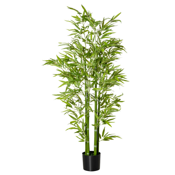English Elm HOMCOM 5FT Artificial Bamboo Tree in Nursery Pot with 924 Realistic Leaves, Low-Maintenance Green Décor W2225P217276