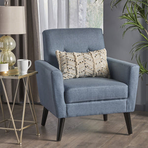 English Elm Christopher Knight Home® - CLUB Vintage-Inspired Fabric Club Chair with Nailhead Trim & Scroll Arms, Birch Legs, Contemporary Comfort Blue 31.5 L x 27.75 W x 18.5 H 60848.00BLU