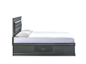 English Elm Lorana King Platform Bed with Led Lighting Tufted Faux Leather Glam Storage Frame Gray B078S00693