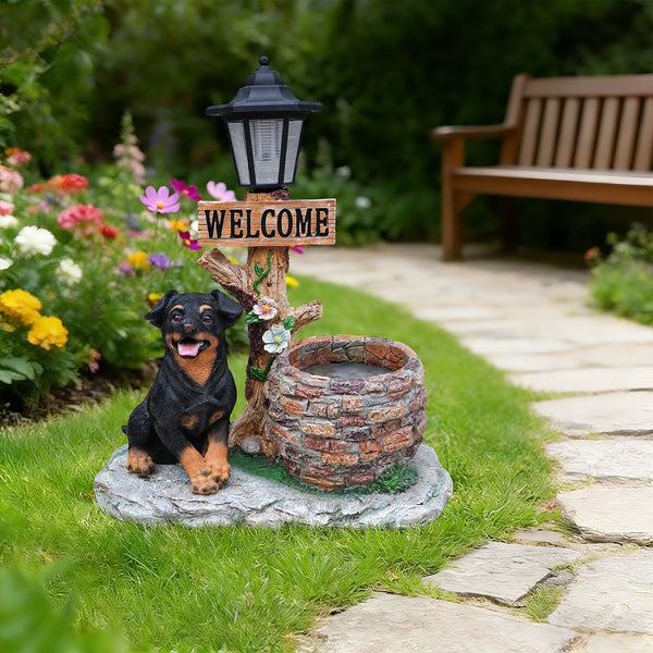 English Elm Labrador Solar Garden Statue with Led Glow and Built-in Succulent Planter Basin W5398P464239