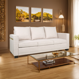 Christopher Knight Home® - Noble House - - Contemporary Light Beige Fabric 3-Seater Sofa With Square Arms – Comfortable, Stylish, And Cozy, Perfect For Family Seating And Relaxing Evenings, Modern Design And High-Quality Upholstery