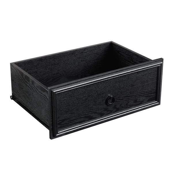 English Elm Modern 6-Drawer Chest of Drawers for Bedroom — Spacious Wooden Dresser with Smooth Glide Drawers, Elegant Patterned Top Black W2275P224406