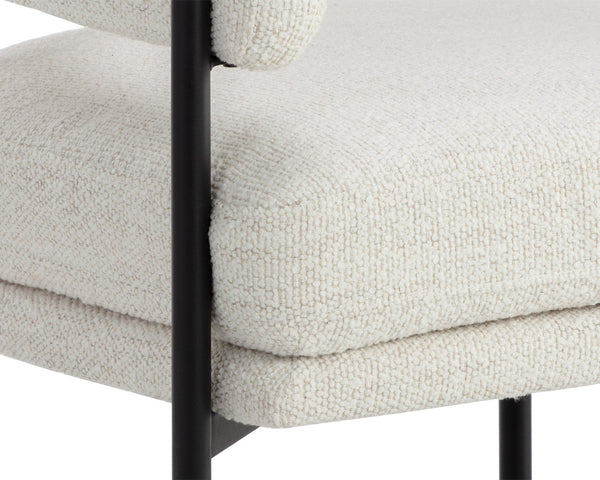 Sunpan Lola Lounge Chair - Contemporary Comfort with Elegant Curves and Matte Black Iron Frame Design Merino Pearl