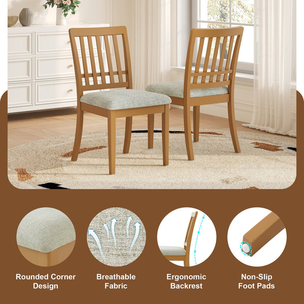English Elm 5-piece Round Folding Dining Set with Mdf Table and Upholstered Chairs for Small Spaces Light Brown N752S0010618A
