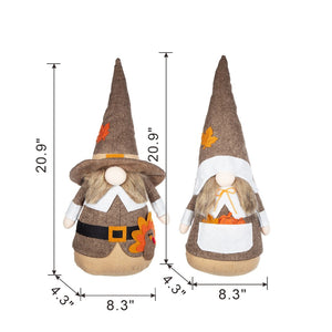 English Elm Set Of 2 Fabric Gnome Figurines – Cozy Autumn Decor For Thanksgiving, Fall Centerpieces & Gifts W2078P375700-GIGA