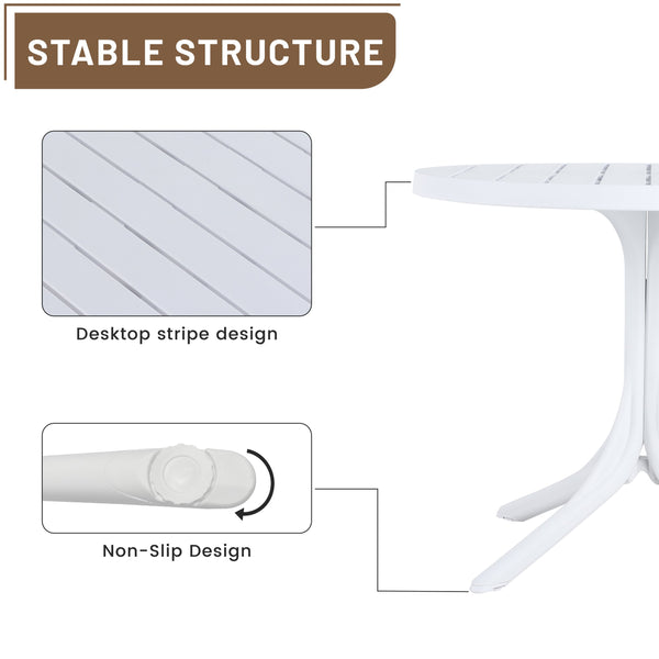 English Elm Summer Outdoor Dining Set Stackable Pp Chairs Round Table Uv Resistant Patio Cream White,Haze Green,White W3450S00115