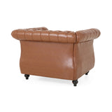 Christopher Knight Home® - Noble House - Silverdale Traditional Chesterfield Club Chair, Cognac Brown and Dark Brown