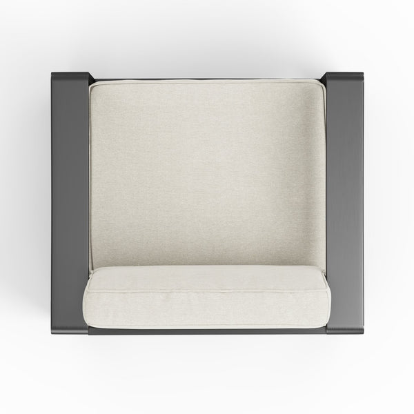 English Elm Christopher Knight Home® - MAYA 4pc Outdoor Patio Aluminum Chat Set in Matte Black with Plush Beige UV-Resistant Cushions, Glass Top MAYA4PCSETBG