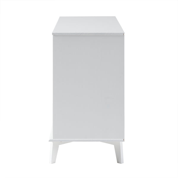 6-Drawer Groove Handle Solid Wood Dresser White BR6DSLDRWH-T Walker Edison