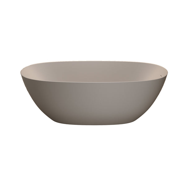 English Elm 65'' Resin Stone Freestanding Soaking Tub Ergonomic Matte White Spa Bath Beige W2753P340402