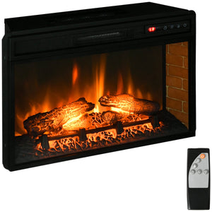 English Elm Homcom 27" Retro Electric Fireplace Insert With Remote Control, Realistic Flame & Adjustable Heat W2225P249862