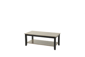 English Elm Gray Modern Two-Tone 47" Coffee Table with Walnut Veneer Top, Solid Rubberwood Legs & Shelf Storage B011P396179