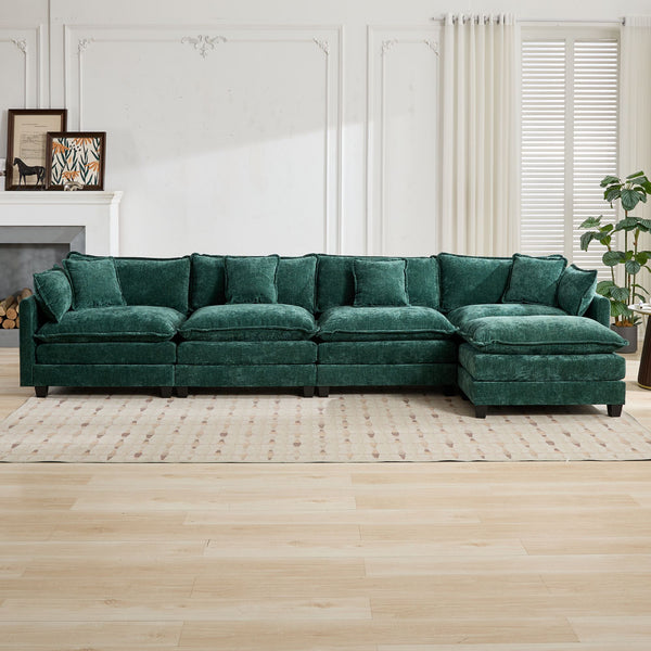 English Elm Cloud Sofa 4 Seats - Modular Sectional Couch In Green For Modern Living Rooms, Bedrooms & Comfort W1143S00021