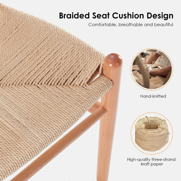 English Elm STARY Solid Wood Wishbone Dining Chair with Ergonomic Curved Back & Armrest, Eco-Friendly Comfort Natural T3623P380950