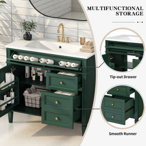 English Elm 36'' Modern Bathroom Vanity With Elegant Sink, 2 Drawers, And Tip-Out Storage For Stylish Spaces N710S136004F