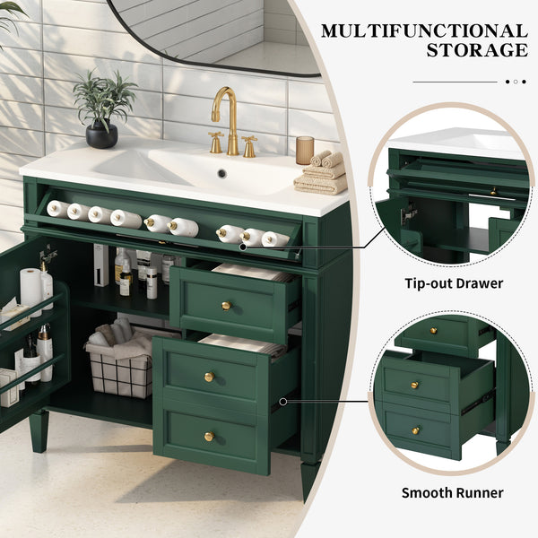 English Elm 36'' Modern Bathroom Vanity With Elegant Sink, 2 Drawers, And Tip-Out Storage For Stylish Spaces N710S136004F