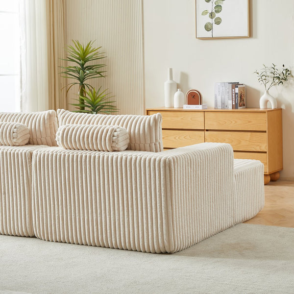 English Elm 87" Oversized Sectional Lounge Chaise - Plush Corduroy, No Assembly, Reclining Sofa Bed For Cozy Spaces W834S00320