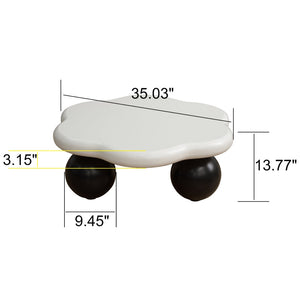 English Elm 35" Cloud Shaped Mdf Coffee Table Sculptural Round Top with Spherical Legs for Modern Living Black White W1435S00028