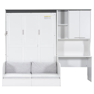 English Elm Multi-Functional Murphy Bed With Sofa, Desk & Storage – Stylish Space-Saving Design For Modern Living N7090000605K