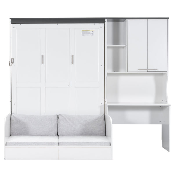 English Elm Multi-Functional Murphy Bed With Sofa, Desk & Storage – Stylish Space-Saving Design For Modern Living N7090000605K