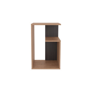 English Elm Side Table Sallis — Compact Engineered Wood Accent Table with Open Shelf, Portable Space-Saving Design Beige B092P309177