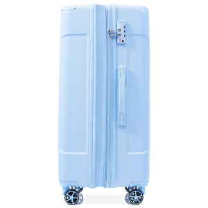 English Elm Hardshell Abs Checked Suitcase with 360 Spinner Wheels Expandable Tsa Lock 28 Inch Sky Blue N730P296747S