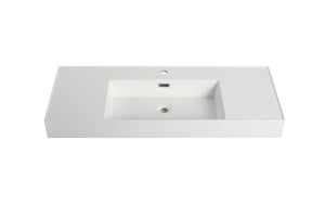 English Elm 48'' Resin Bathroom Vessel Sink Sculptural Top Mount Basin for Modern Spa Vanity W99970322