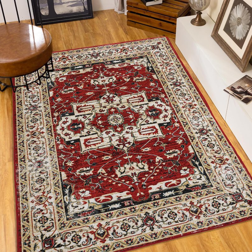 English Elm Area Rug 6X9 Vintage Bohemia Floral Design - Non-Slip, Washable, Perfect For Living Rooms & Bedrooms W2907P265126